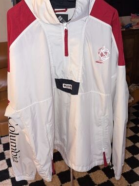 Columbia White Jacket with Red and Navy Trim